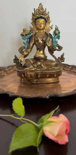 Tibetan buddhist bronze - tibetan, green