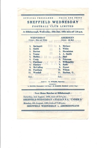 Sheffield wednesday v - wednesday,