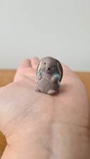 Rabbit Bunny Hand Painted Devon Miniature Figurine Blue Grey Cute Easter 3cm