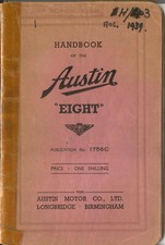 Austin Eight 8 original Handbook 1939 Pub. No. 1756C