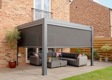 Harbour Lifestyle 3m x 4m Rect Wall Mounted Pergola with 3 Sides & LED Lighting