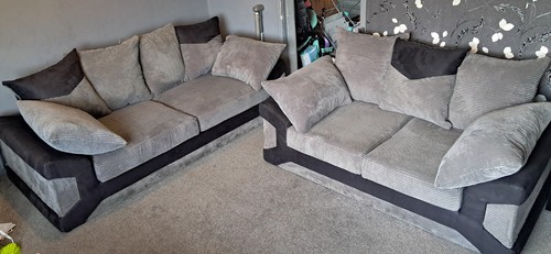 Grey black fabric sofa - grey/black, set