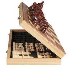 Luxury Magnetic Wooden Chess Set 15'' Foldable Board Game with Storage