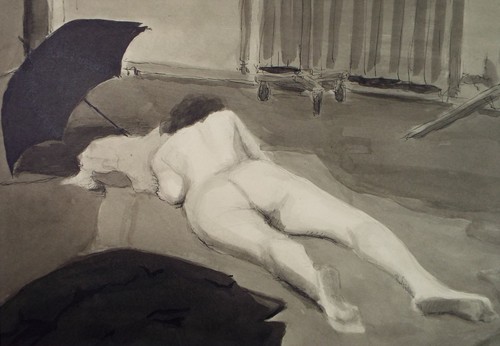 Watercolour ink sleeping - ink,