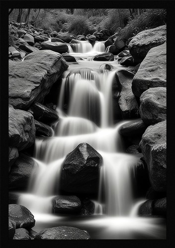 Waterfall beautiful framed - waterfall,