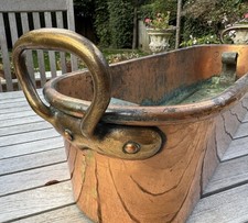 French Antique Copper Poissonnière Fish Kettle Poacher Trough Planter