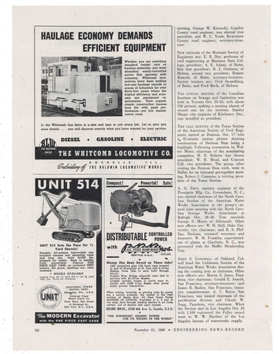 1940 unit crane - shovel, ad