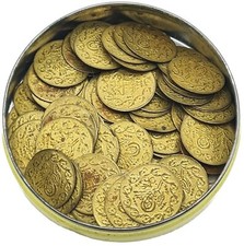 X1 Old Turkish Ottoman Empire Small Token Thin Coin Gold Coloured Old
