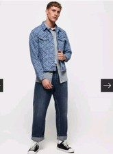 SUPERDRY Highwayman LOGO TRUCKER Denim JACKET COAT Blue Creechton BLAZER S