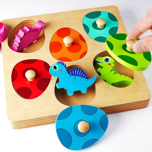 Dinosaur peg puzzles wooden - puzzles,