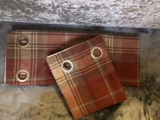 NEXT RED STIRLING CHECK WOVEN EYELET FULLY LINED CURTAINS 135 X 137 CM (53X54")