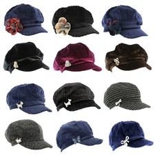 Ladies Bakerboy Cap with Removable Brooch Lots of Colours and Designs 