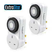 2 x 24 Hour 24hr Mains Plug In Timer Switch Time Clock Socket UK 3 Pin Adapter 