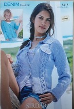 Orig Sirdar Denim Tweed Dk Child/ Ladys Jackets 24"-46" Knitting Pattern 8418