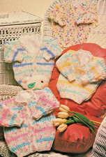 588 BABY BOY GIRL JUMPER & CARDIGAN DK 16 TO 26" VINTAGE KNITTING PATTERN COPY