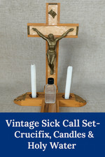 Vintage Catholic Sick Call Set Crucifix with Candles & Holy Water | Mid-Century 