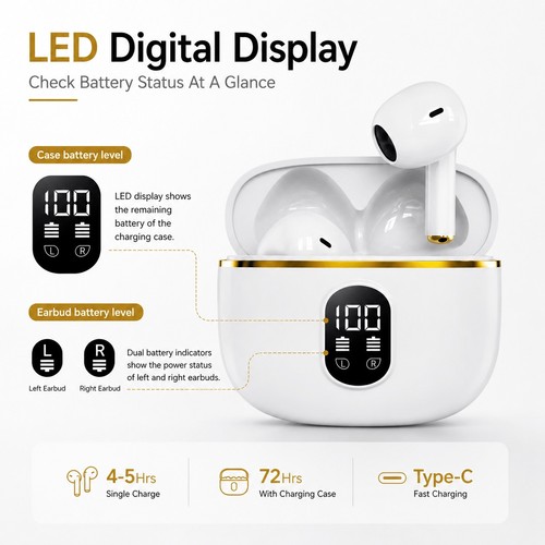 Wireless earbuds led bluetooth - earbuds,