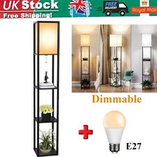 Floor Lamp Shelves Standard Shelf Storage Standing Light & Dimmable Light Bulb