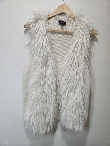 Cream faux fur shaggy open - faux,