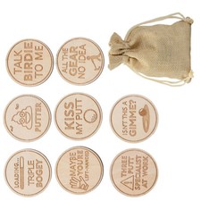 8x Golf Fun Markers Laser Engraved Round Wood Funny Series Ball Marker 25*3mm