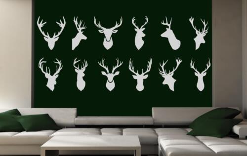 Set deer stag heads wall - set, 12