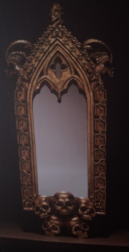 Gothic gold skull wall - gothic, mirror