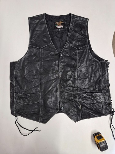 Vintage leather waistcoat - , 46"