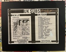 UK SUBS - GENUINE SIGNED Mounted NEWSPAPER NME ADVERT CHARLIE HARPER 