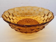 Davidson Jacobean Amber Pressed Glass Fruit bowl Art Deco Depression era 1930s  