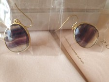 LOLA ROSE DANGLE HOOK SMOKEY QUARTZ  EARRINGS SEMI PRECIOUS STONE STUNNING