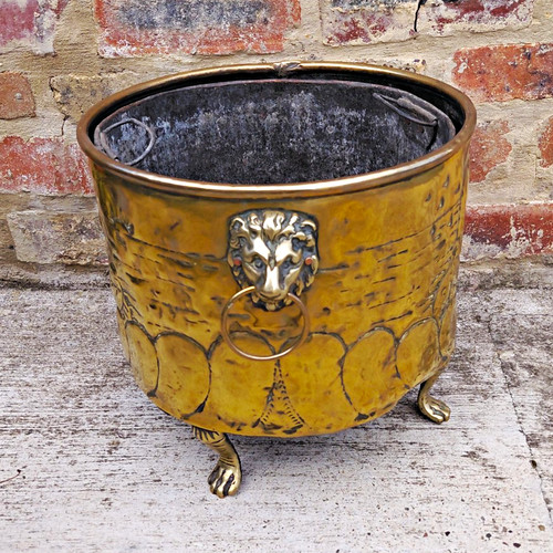 Antique brass planter - antique,