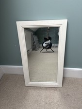 White Wood Rustic Mirror - shabby chic  - Bathroom Bedroom (64x44cm)