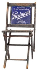 Antoque Piedmont The Virginia Cigarette Sign Folding Chair, ca. 1910