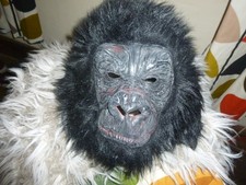 Chimp Fancy Dress Accessory Adults Gorilla Mask Latex With Black Hair Monkey Ape