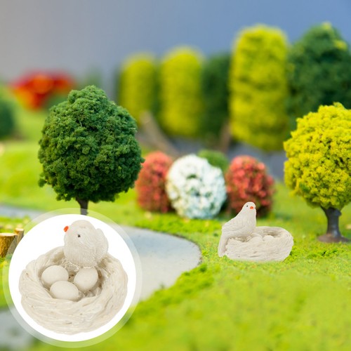 White resin miniature bird - white,