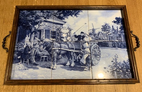 Vtg dutch delft blue tile - dutch,