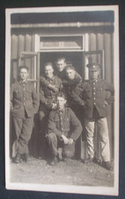 WW1 RPPC GROUP OF 6 SOLDIERS OUTSIDE BARRACKS ARMY SERVICE CORPS