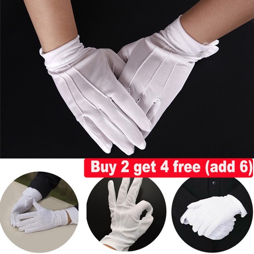 Unisex white cotton gloves - white,