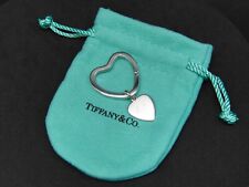 Tiffany & Co. 925 Sterling Silver Engraved JW Heart Key Ring with Charm & Pouch