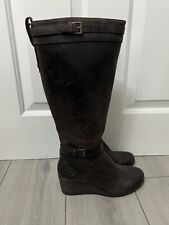 Ugg Irmah Womens Tall Wedge Riding Boots Brown Leather Zip Up Size UK 5.5 /Eu38