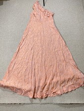 Vintage 1960s Maxi Dress Womens Size 6 UK Pink Asymmetrical One Shoulder Prom