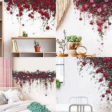 Red Rose Flowers Vine Wall