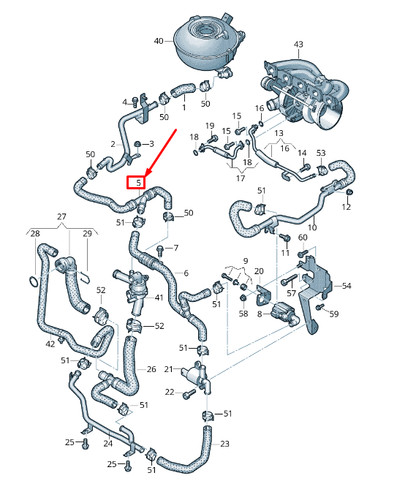 Audi rs3 engine coolant hose - rs3,