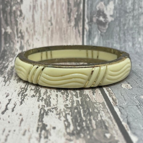 Cream and gold clamper bangle