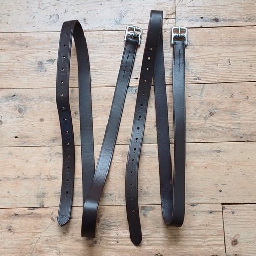 Brown leather stirrup leathers - brown,