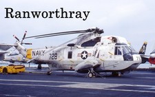 Orig Helicopter slide US Navy 148046 SH-3 Sea King  USS Nimitz 1980 #2133
