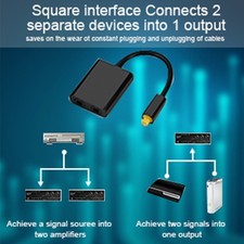 Dual Port Toslink Digital Optical Audio Splitter Adapter Audio Cable 1 In 2 Out
