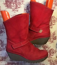 Fly London Red Nubuck Leather