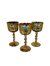 Set of 3 Vintage Gold Enamel
