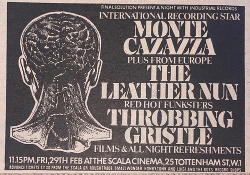 Throbbing gristle gig advert - gristle,